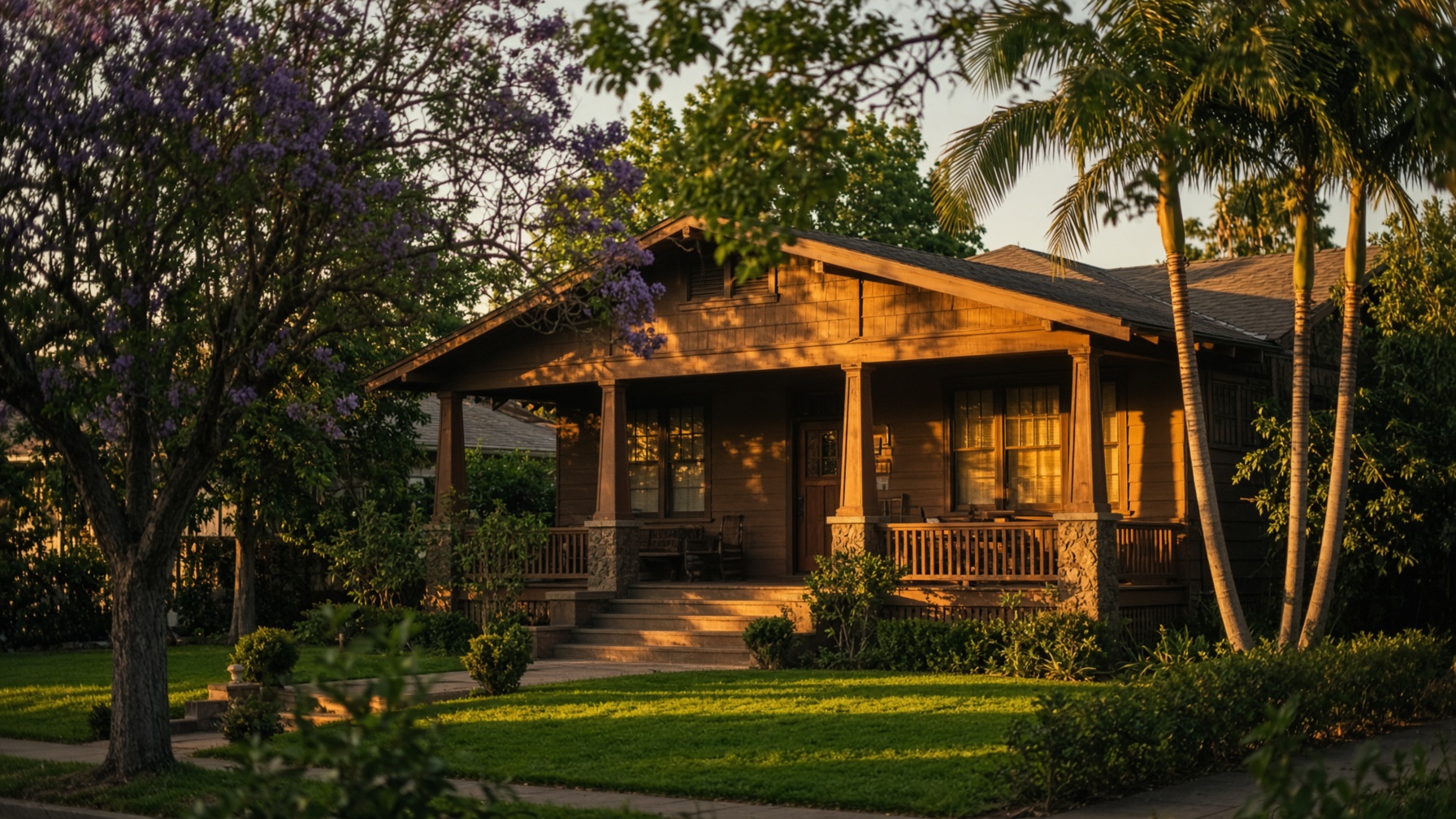 California home at golden hour